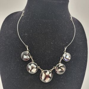 Vintage Circle Aztec Art Deco Moonstone Chips Necklace and bracelet Set